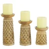 Candle Holders-Kirkland's Home Carved Triangles Wood Candle Holders, Set Of 3 Brown