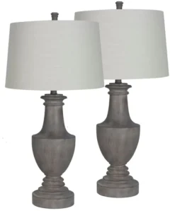 Table Lamps-Kirkland's Home Carved Urn Table Lamps, Set Of 2 Gray
