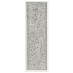 Wall Plaques-Kirkland's Home Carved Wood Laurel Branches Panel Wall Plaque Gray