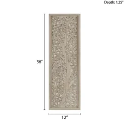 Wall Plaques-Kirkland's Home Carved Wood Laurel Branches Panel Wall Plaque Tan