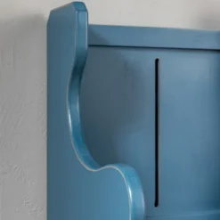 Entryway Furniture-Kirkland's Home Carved Wood Pew Bench Blue