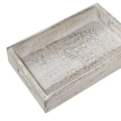 Decorative Trays-Kirkland's Home Carved Wood Trays, Set Of 3 White