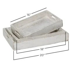 Decorative Trays-Kirkland's Home Carved Wood Trays, Set Of 3 White