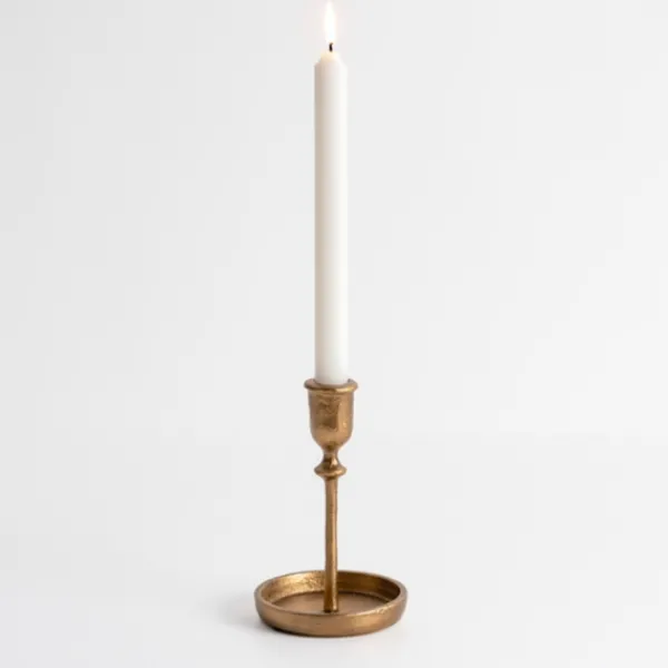 Candle Holders-Kirkland's Home Cast Iron Taper Candle Holder, 6 In. Gold