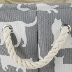 Baskets & Boxes-Kirkland's Home Cats Meow Rectangular Storage Bin, 14 In. Gray