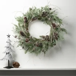 Wreaths-Kirkland's Home Cedar And Pinecone Branches Winter Wreath Green/Brown/Gray