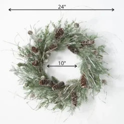 Wreaths-Kirkland's Home Cedar And Pinecone Branches Winter Wreath Green/Brown/Gray