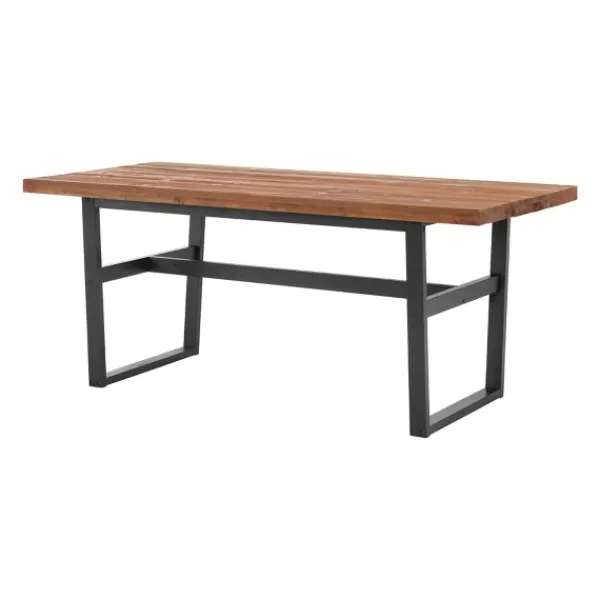 Dining Tables-Kirkland's Home Cedar Wood And Black Metal Dining Table Brown