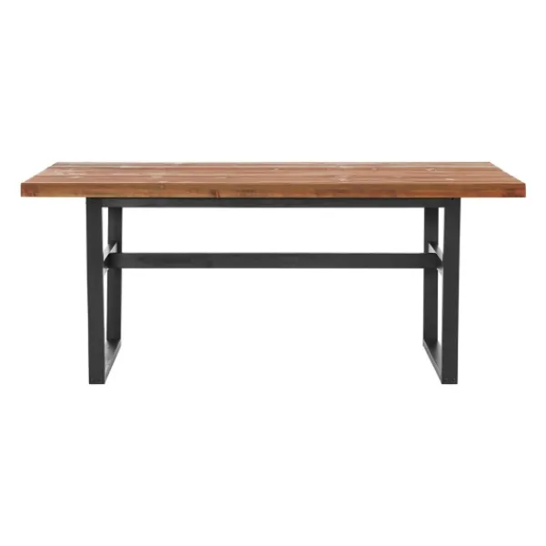 Dining Tables-Kirkland's Home Cedar Wood And Black Metal Dining Table Brown