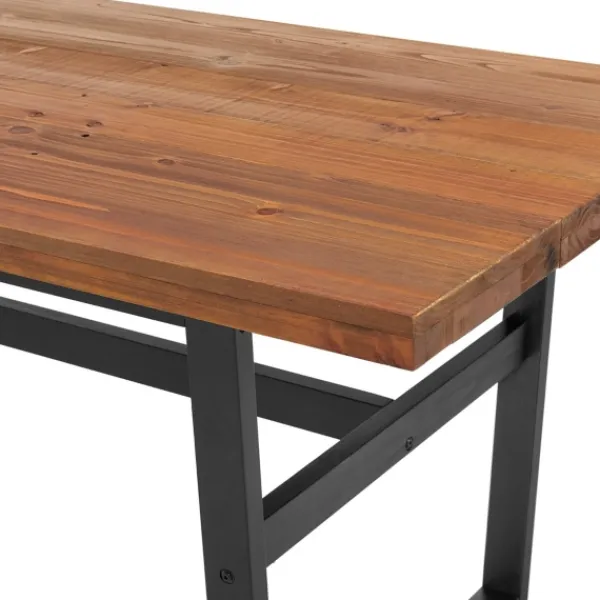 Dining Tables-Kirkland's Home Cedar Wood And Black Metal Dining Table Brown