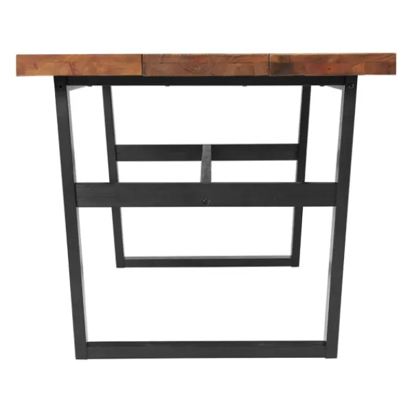 Dining Tables-Kirkland's Home Cedar Wood And Black Metal Dining Table Brown