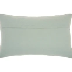Pillows-Kirkland's Home Celadon Beaded Floral Motif Lumbar Pillow Blue
