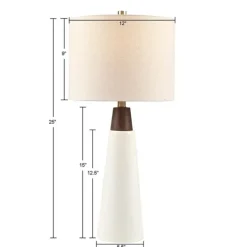Table Lamps-Kirkland's Home Ceramic And Wood Cone Table Lamp White
