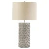 Table Lamps-Kirkland's Home Ceramic Embossed Geometric Table Lamp Gray