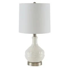 Table Lamps-Kirkland's Home Ceramic Embossed Table Lamp White