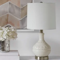 Table Lamps-Kirkland's Home Ceramic Embossed Table Lamp White