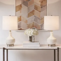 Table Lamps-Kirkland's Home Ceramic Embossed Table Lamp White