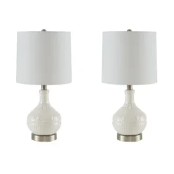 Table Lamps-Kirkland's Home Ceramic Embossed Table Lamp White