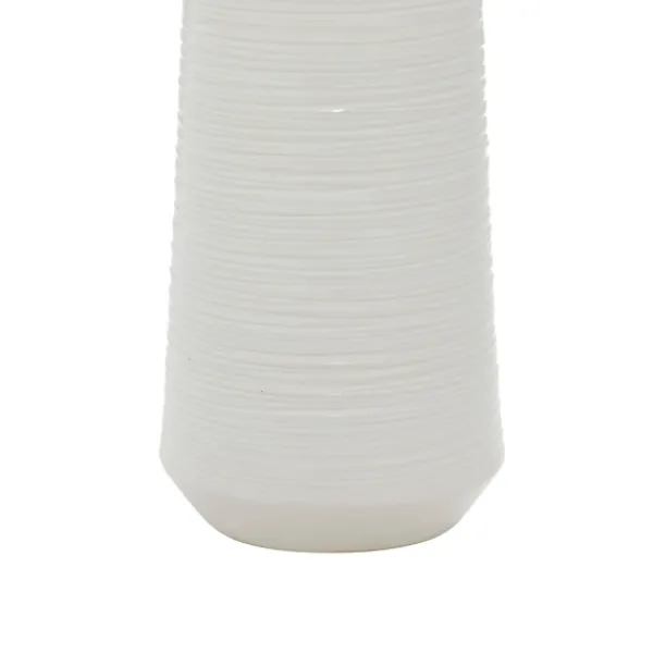 Vases-Kirkland's Home Ceramic Ribbed Vase, 12 In. White