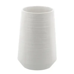 Vases-Kirkland's Home Ceramic Ribbed Vase, 7 In. White