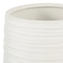 Vases-Kirkland's Home Ceramic Ribbed Vase, 7 In. White
