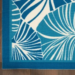Outdoor Rugs-Kirkland's Home Cerulean Botanical Shells Outdoor Area Rug, 5X7 Blue/White