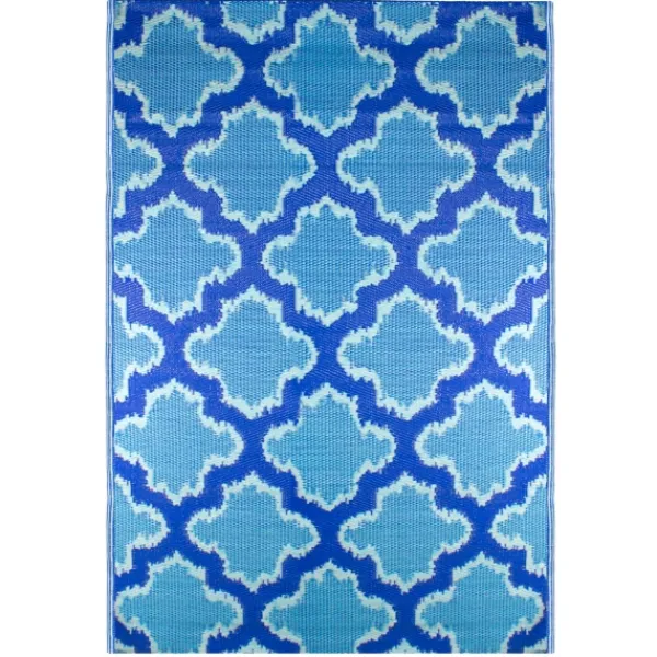 Outdoor Rugs-Kirkland's Home Cerulean Quatrefoil Outdoor Area Rug, 4X6 Blue/White