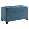 Benches & Ottomans-Kirkland's Home Cerulean Tufted Upholstered Storage Ottoman Blue