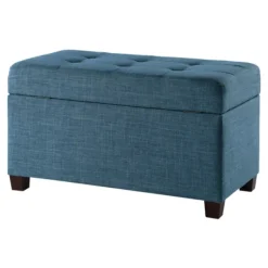 Benches & Ottomans-Kirkland's Home Cerulean Tufted Upholstered Storage Ottoman Blue