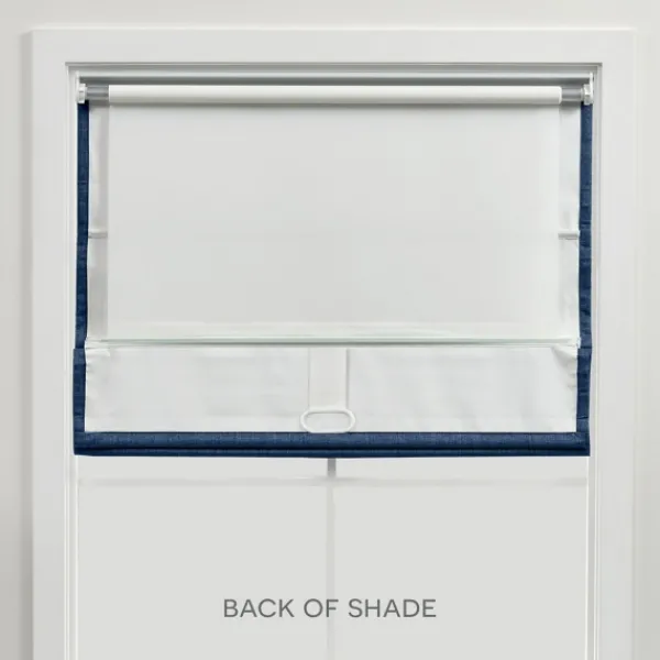 Curtains & Drapes-Kirkland's Home Chambray Blackout Roman Shade, 34 In. Blue