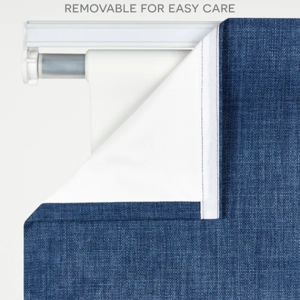 Curtains & Drapes-Kirkland's Home Chambray Blackout Roman Shade, 34 In. Blue