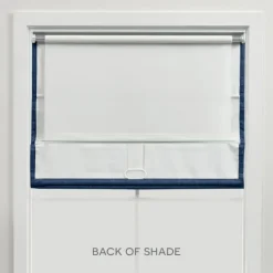 Curtains & Drapes-Kirkland's Home Chambray Blackout Roman Shade, 23 In. Blue