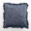 Pillows-Kirkland's Home Chambray Ruffle Navy Throw Pillow Blue