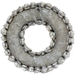 Wreaths-Kirkland's Home Champagne Dried Coco Flower Wreath, 20 In. Silver