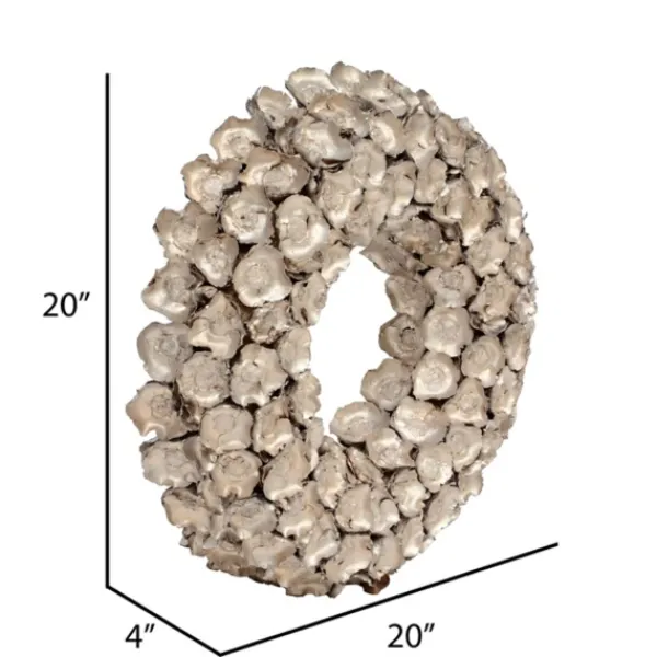 Wreaths-Kirkland's Home Champagne Dried Coco Flower Wreath, 20 In. Silver
