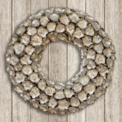 Wreaths-Kirkland's Home Champagne Dried Coco Flower Wreath, 20 In. Silver