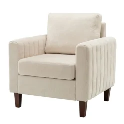 Accent Chairs-Kirkland's Home Channel Tufted Velvet Club Accent Chair Ivory