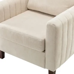 Accent Chairs-Kirkland's Home Channel Tufted Velvet Club Accent Chair Ivory