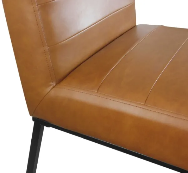 Dining Chairs-Kirkland's Home Channeled Carmel Leather Dining Chair Brown