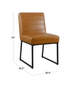 Dining Chairs-Kirkland's Home Channeled Carmel Leather Dining Chair Brown