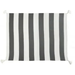 Blankets & Throws-Kirkland's Home Charcoal And White Striped Cotton Throw Gray/White
