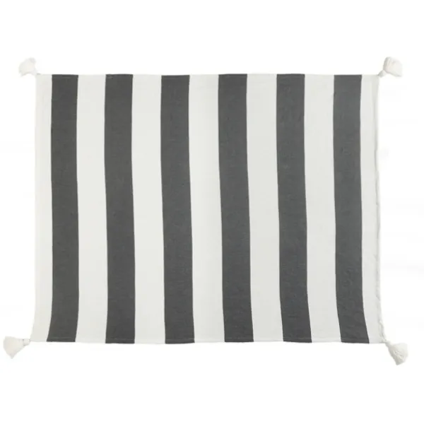 Blankets & Throws-Kirkland's Home Charcoal And White Striped Cotton Throw Gray/White