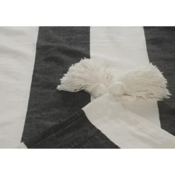 Blankets & Throws-Kirkland's Home Charcoal And White Striped Cotton Throw Gray/White