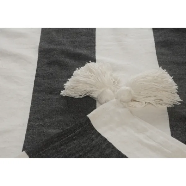 Blankets & Throws-Kirkland's Home Charcoal And White Striped Cotton Throw Gray/White