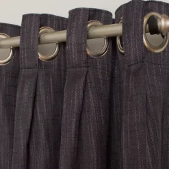 Curtains & Drapes-Kirkland's Home Charcoal Box Pleated Single Curtain Panel, 84 In. Black