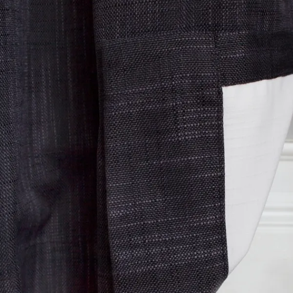 Curtains & Drapes-Kirkland's Home Charcoal Box Pleated Single Curtain Panel, 84 In. Black