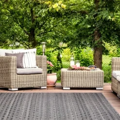 Outdoor Rugs-Kirkland's Home Charcoal Embellished Outdoor Area Rug, 5X8 Gray