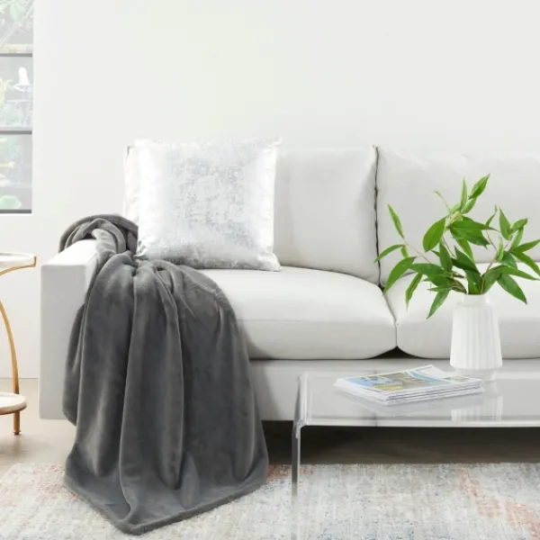 Blankets & Throws-Kirkland's Home Charcoal Faux Sheared Mink Throw Gray