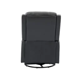 Accent Chairs-Kirkland's Home Charcoal Genuine Leather Swivel Recliner Black