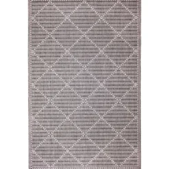 Outdoor Rugs-Kirkland's Home Charcoal Geo Lattice Outdoor Area Rug, 7X9 Gray